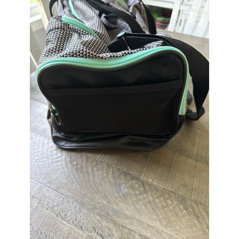 Under Armour Storm Black White Teal Duffle Gym Travel Bag Cross Shoulder Bag